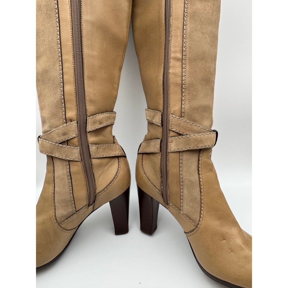 Cole Haan NIKE  Tan‎ Leather Suede Knee High Buckle Boots Womens 9B Camel